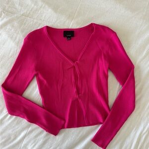 Pink Ribbed Long Sleeve Top